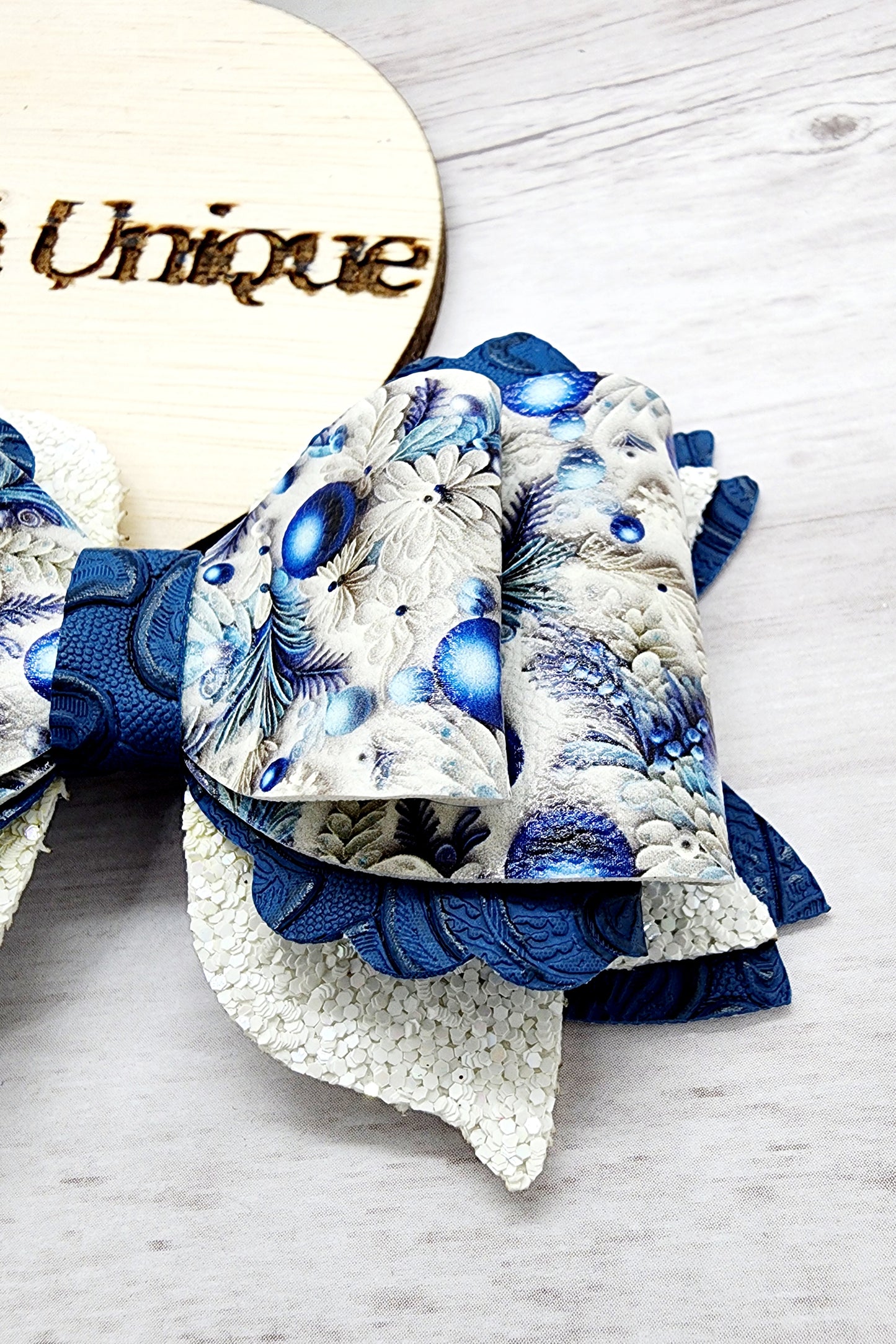 Blue Christmas Quill Bow