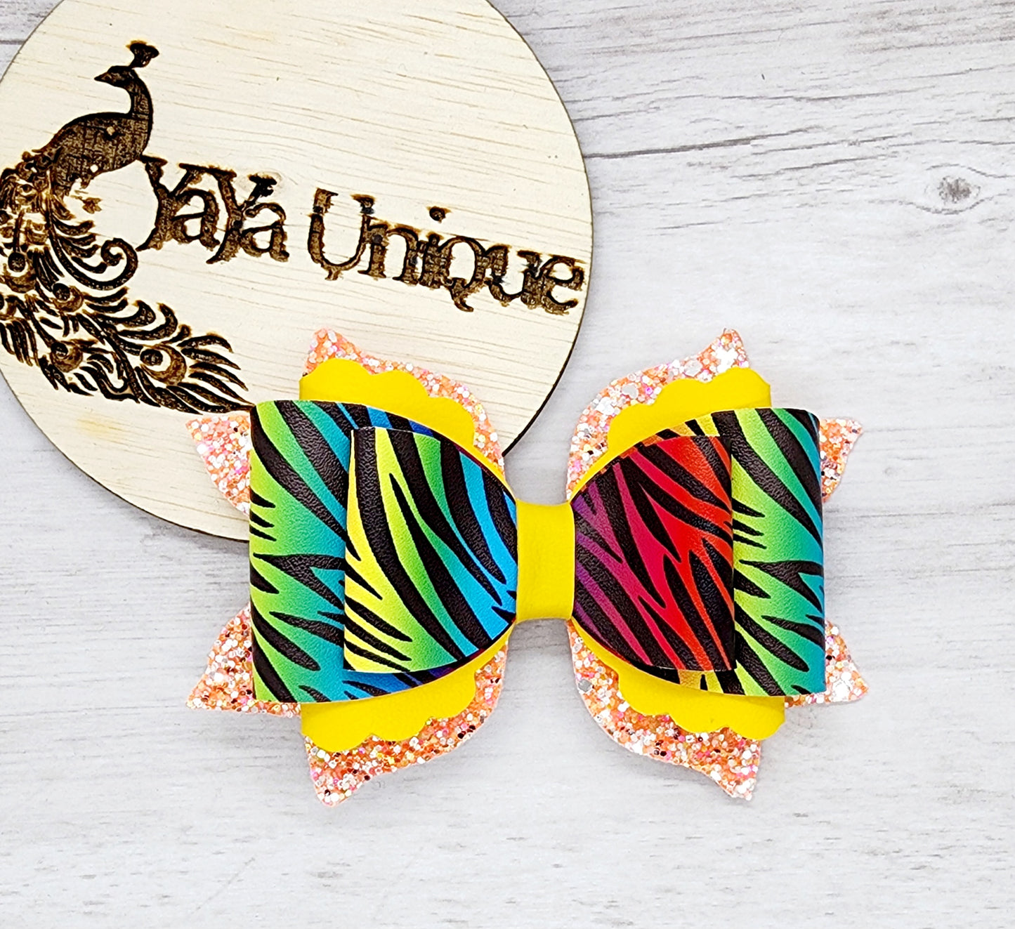 Rainbow Zebra Bow
