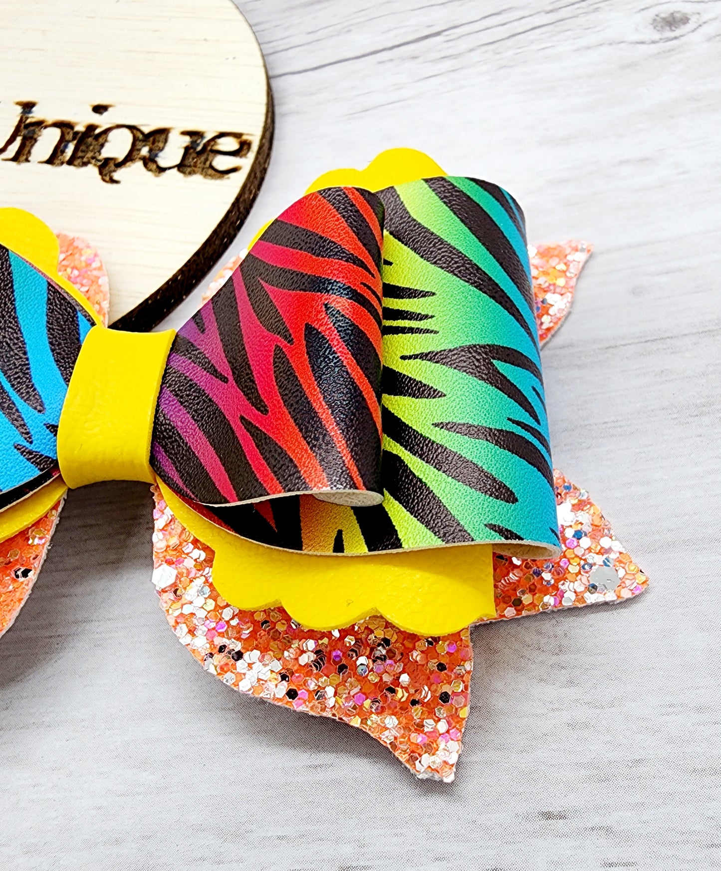 Rainbow Zebra Bow