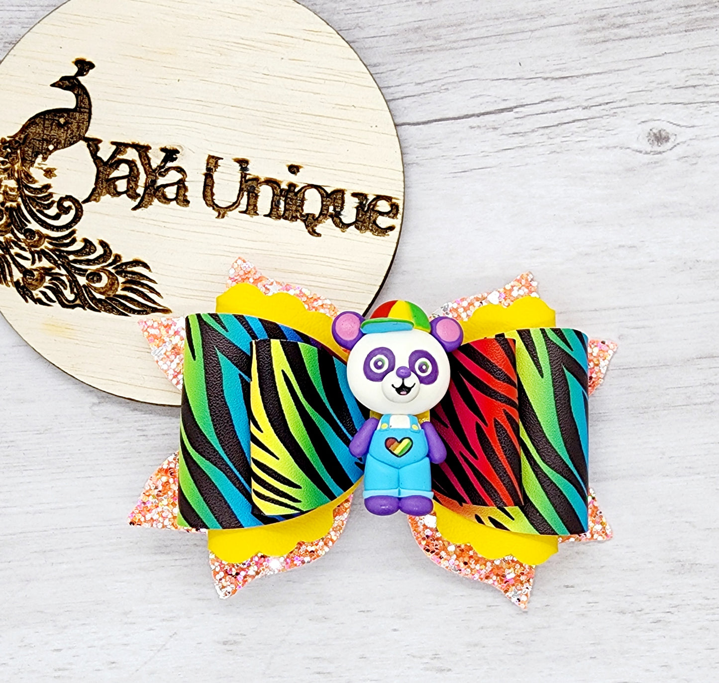 Rainbow Zebra Bow