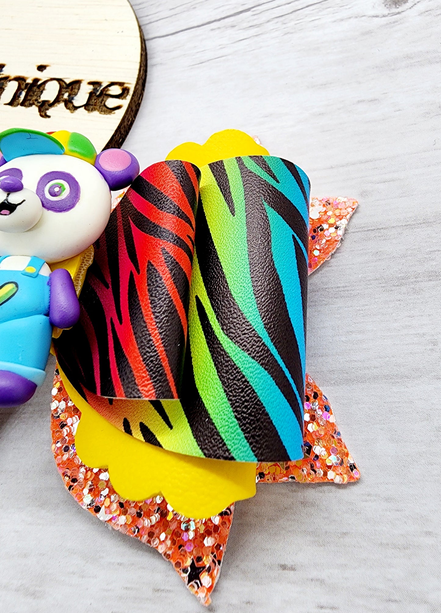 Rainbow Zebra Bow