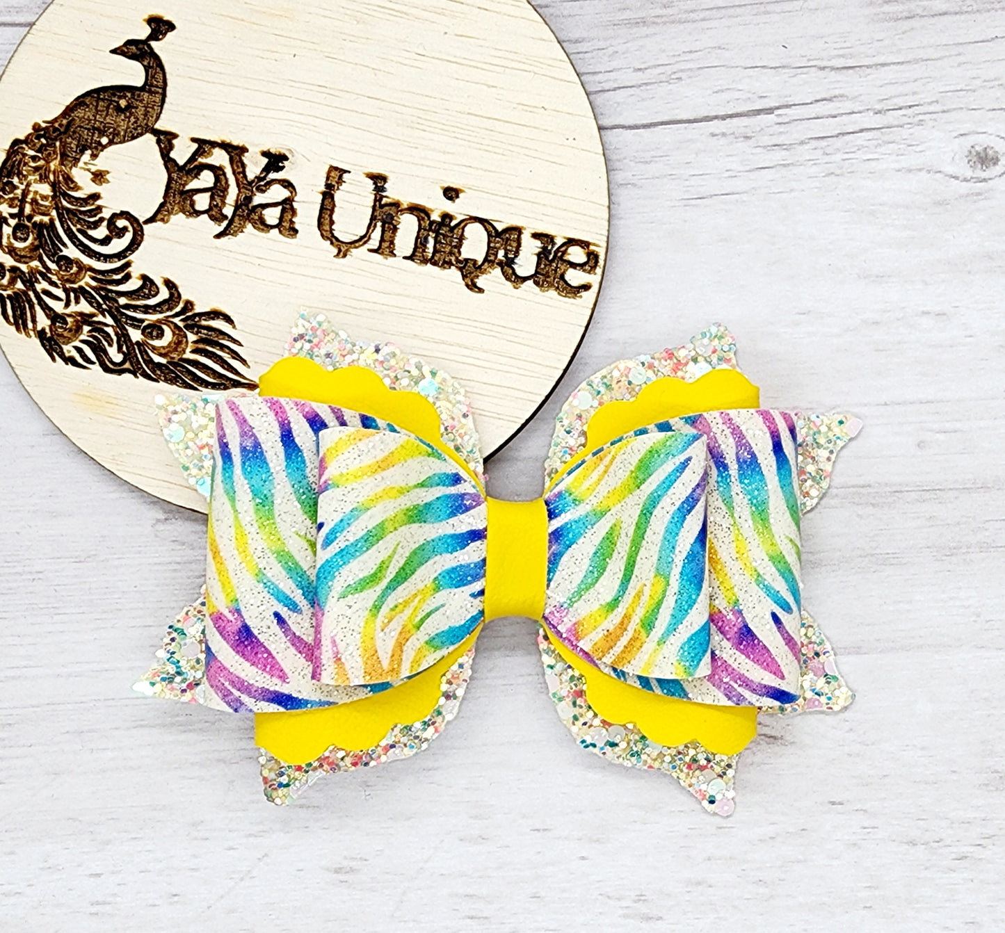 Rainbow Zebra Bow