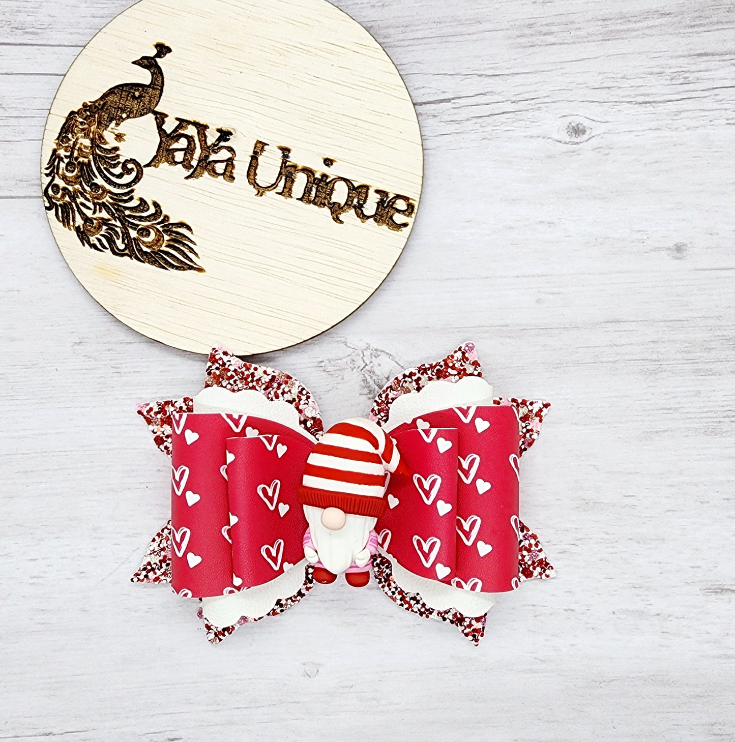 Valentine Gnome Hair Bow
