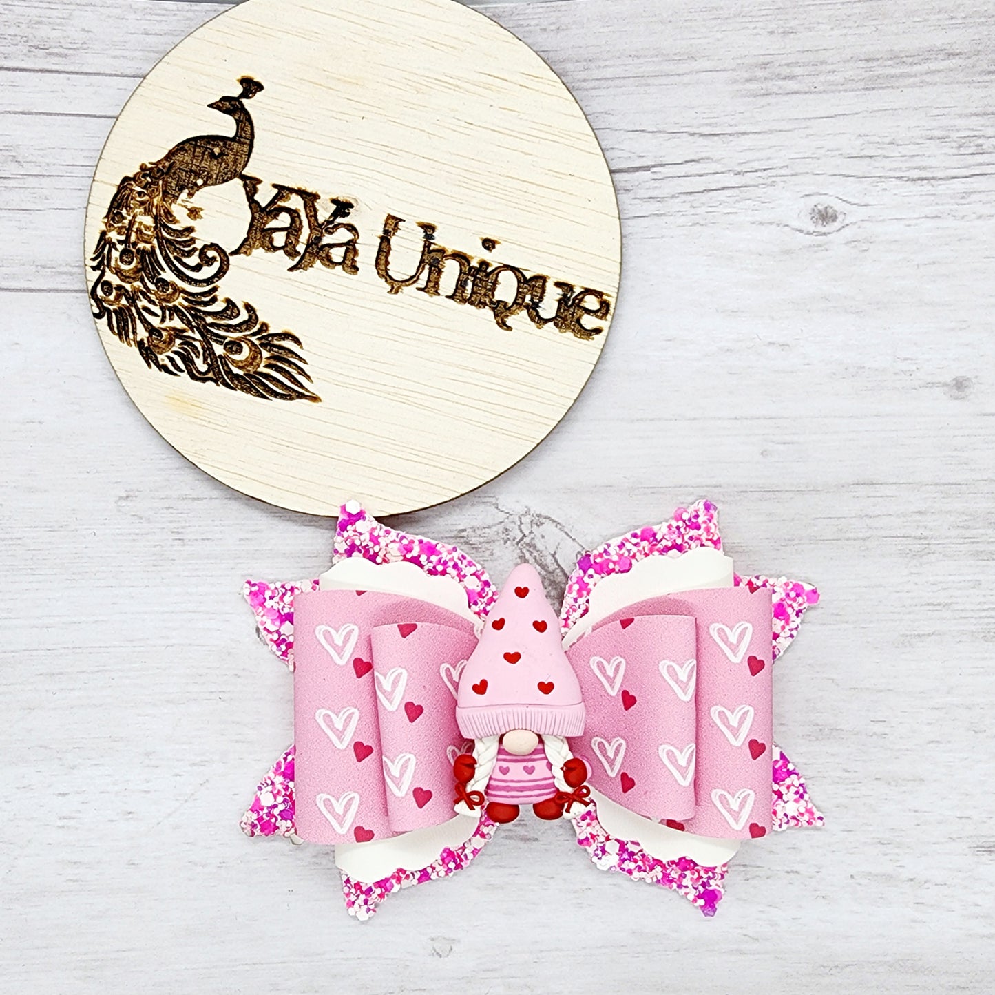 Valentine Gnome Hair Bow