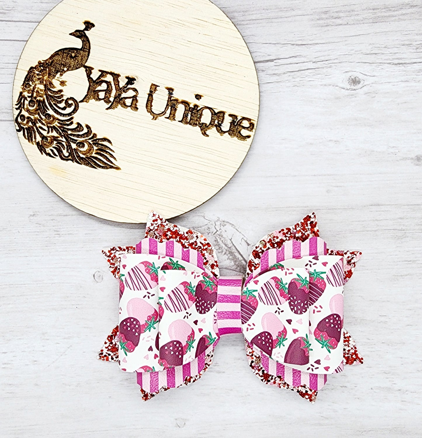 Valentine Chocolate Covered Strawberry Hair Bow