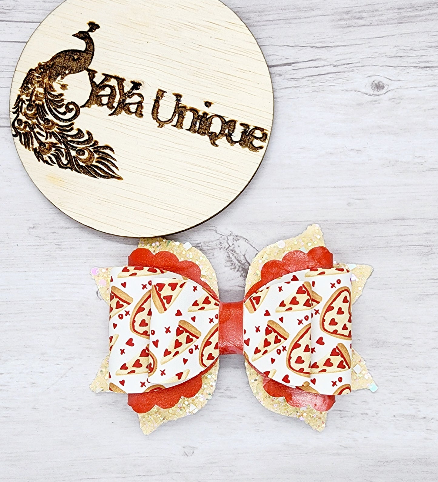 Valentine Pizza Hair Bow