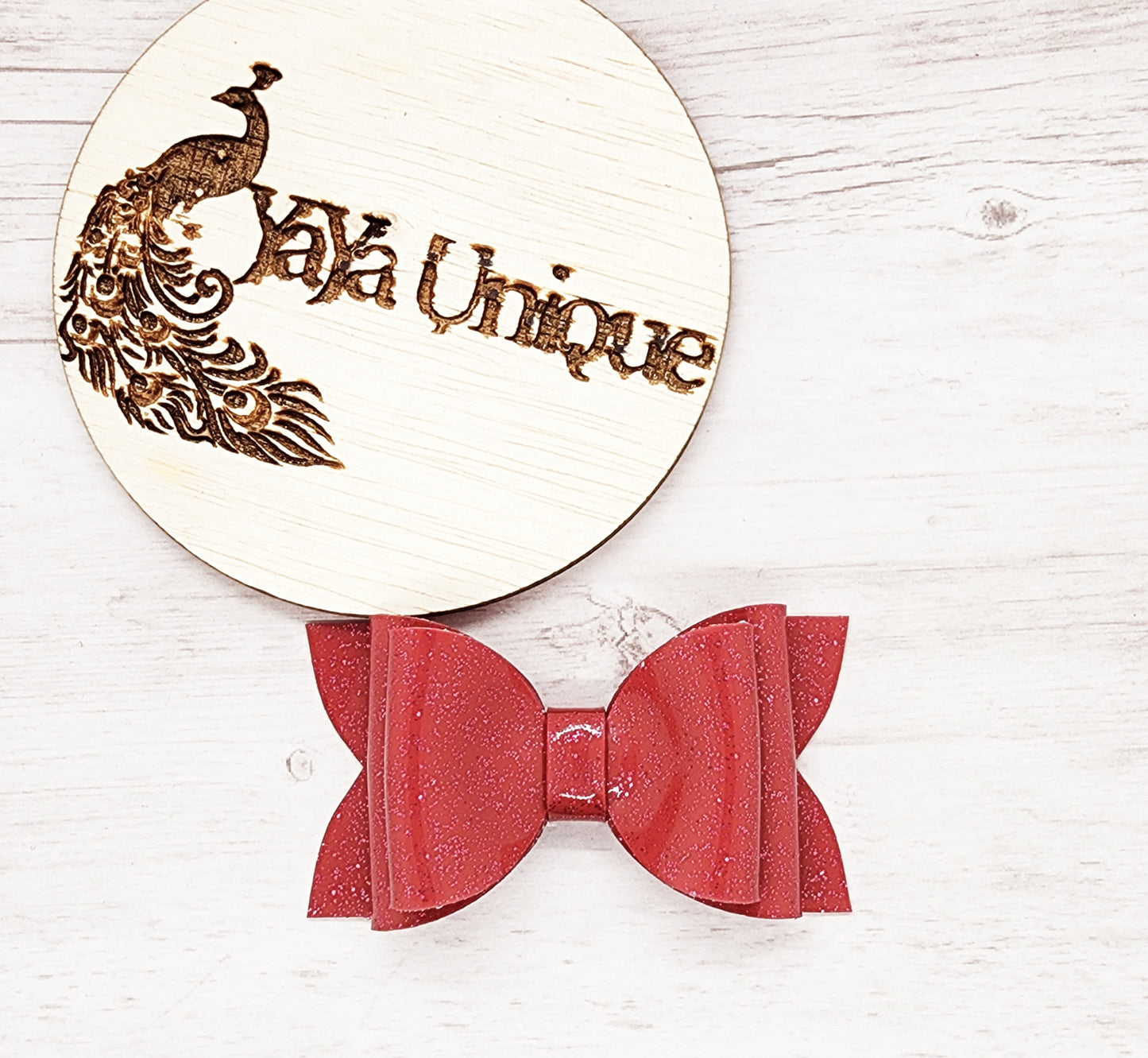 Shiny Glitter Hair Bow, Raspberry