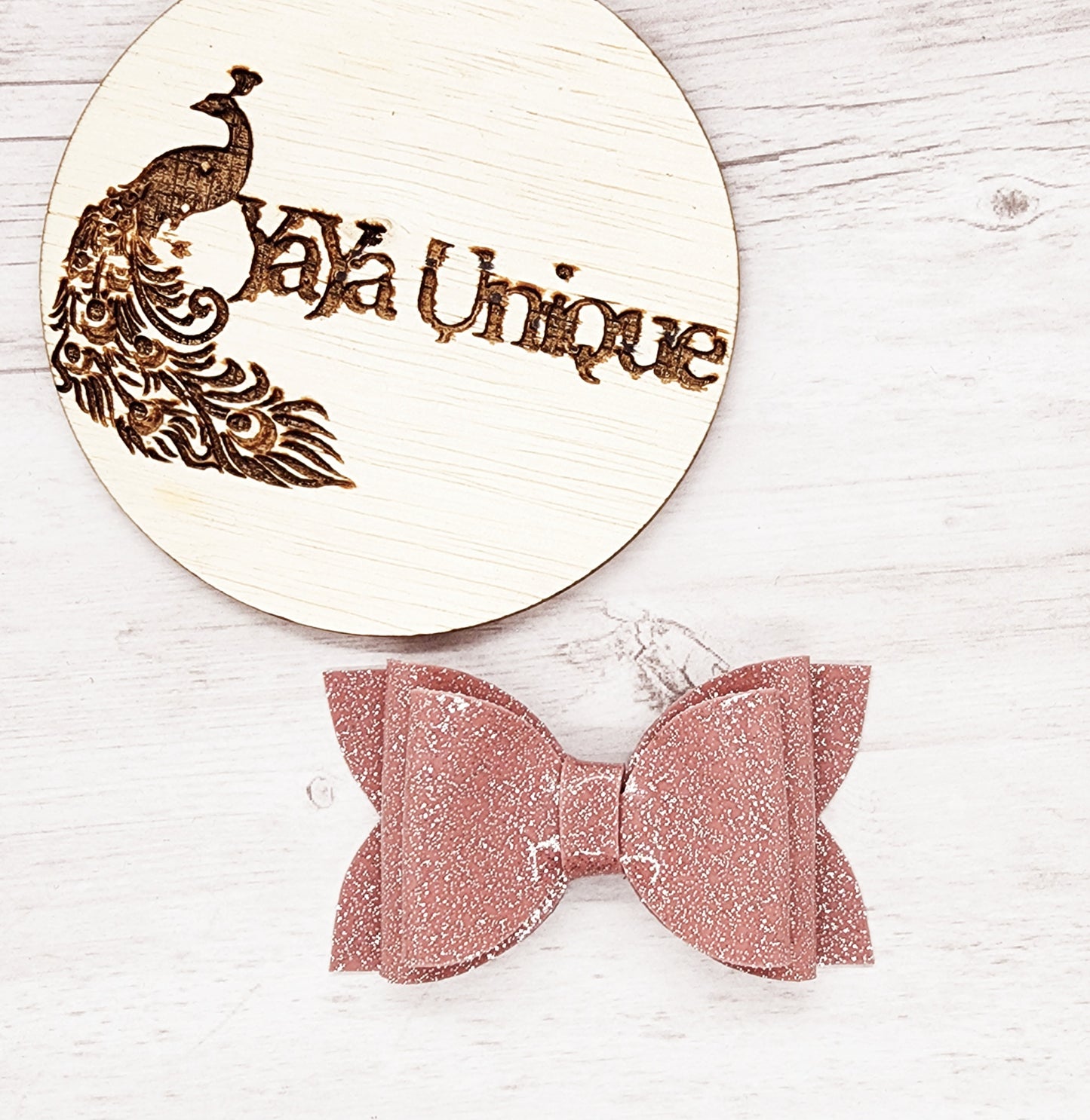 Shiny Glitter Hair Bow, Pink