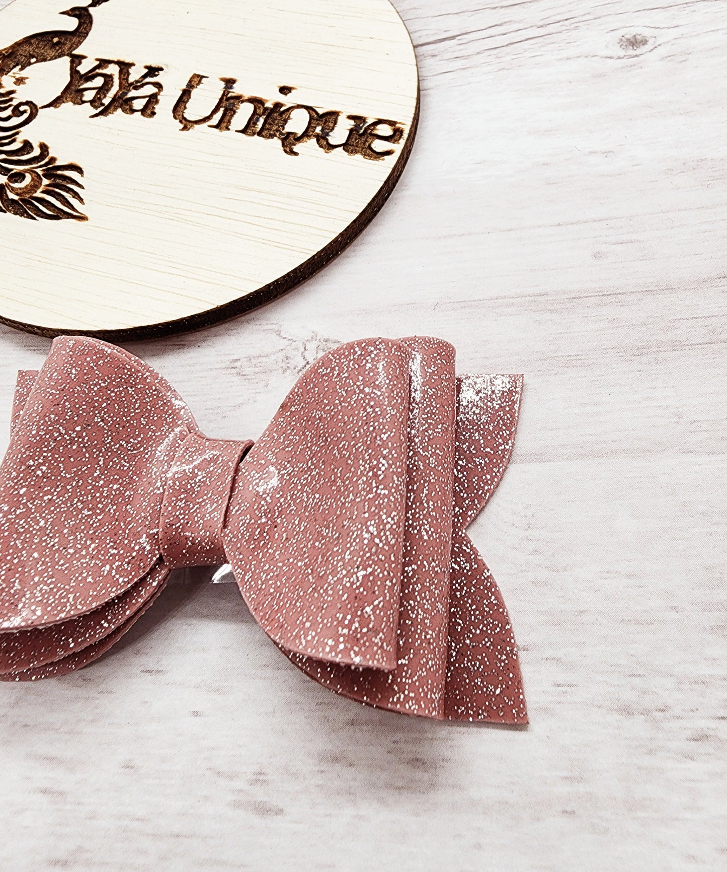 Shiny Glitter Hair Bow, Pink