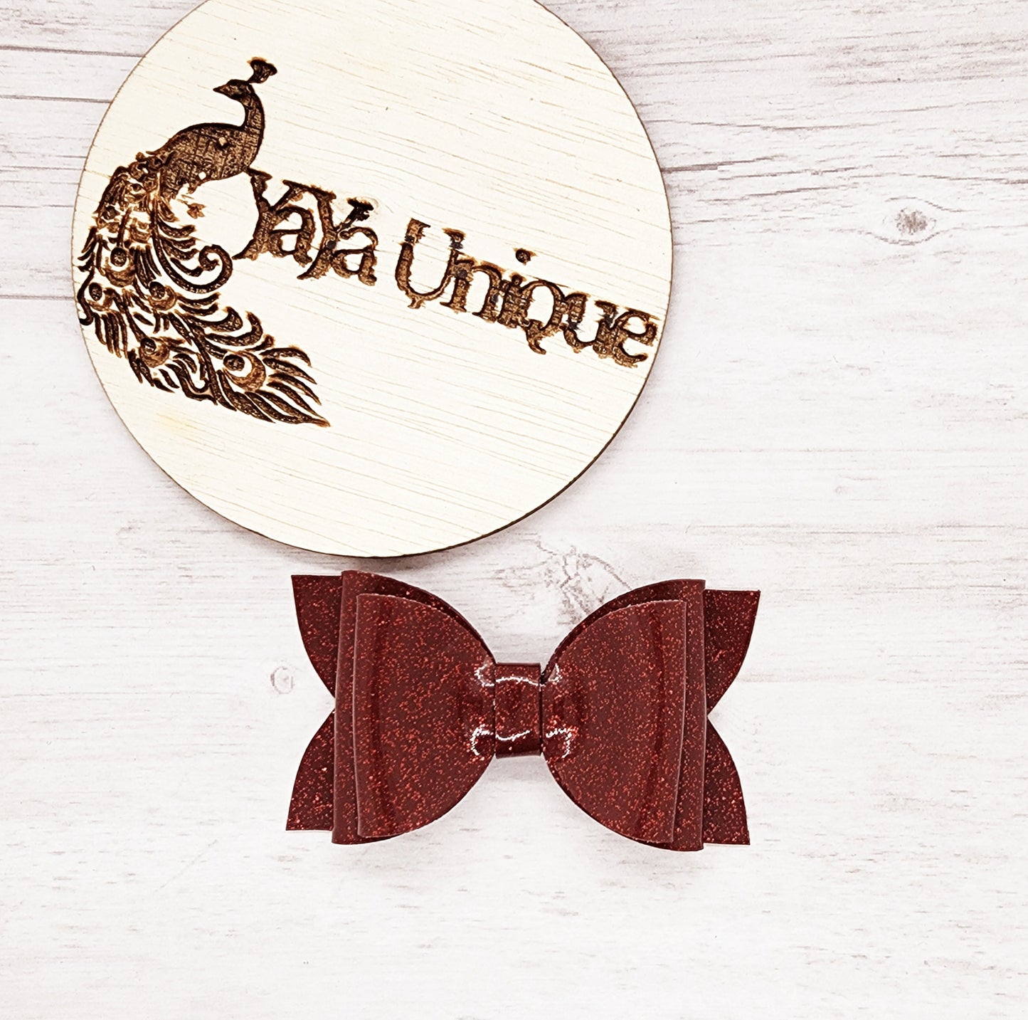 Shiny Glitter Hair Bow, Fireball Red