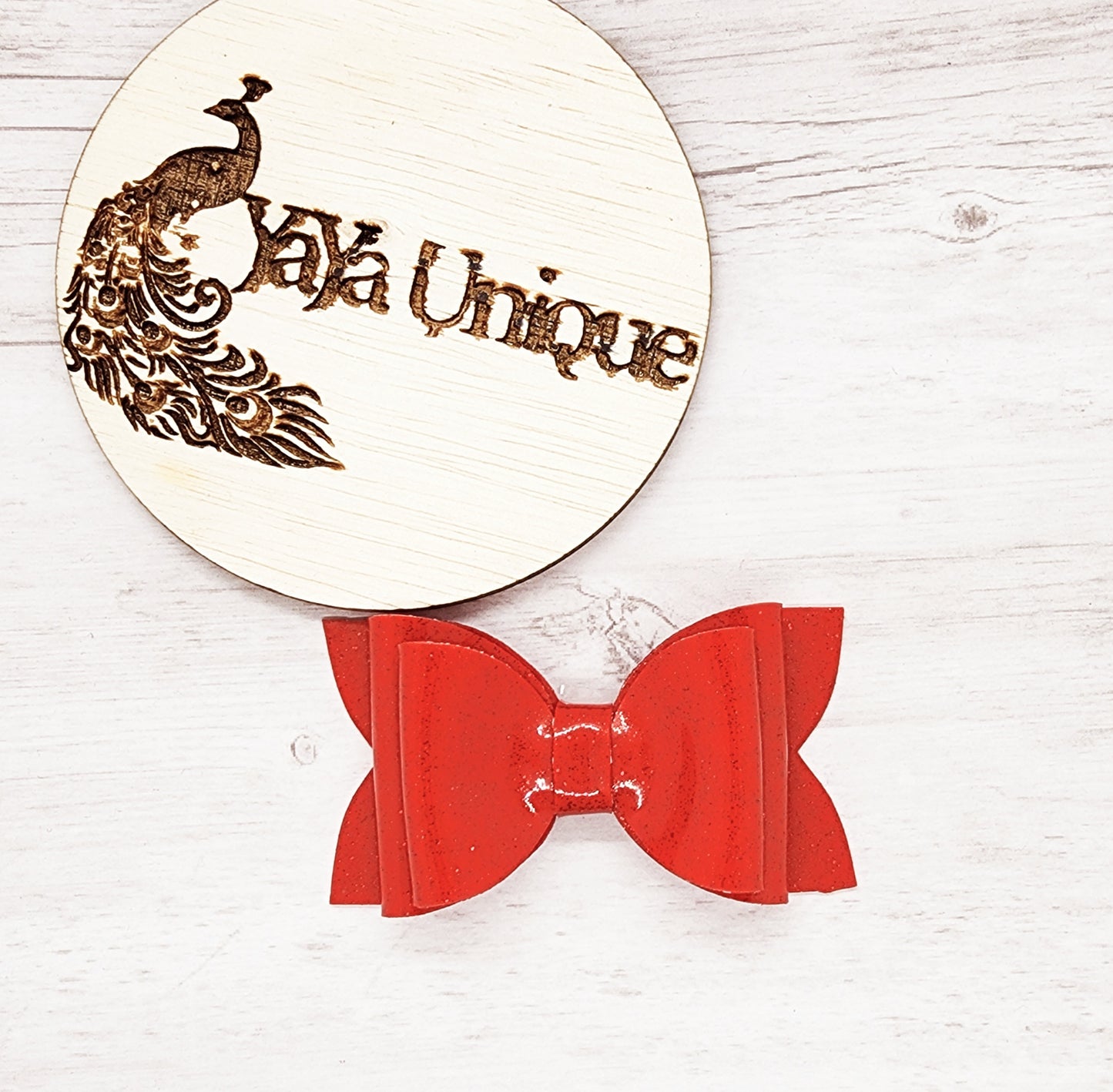 Shiny Glitter Hair Bow, Cherry Red