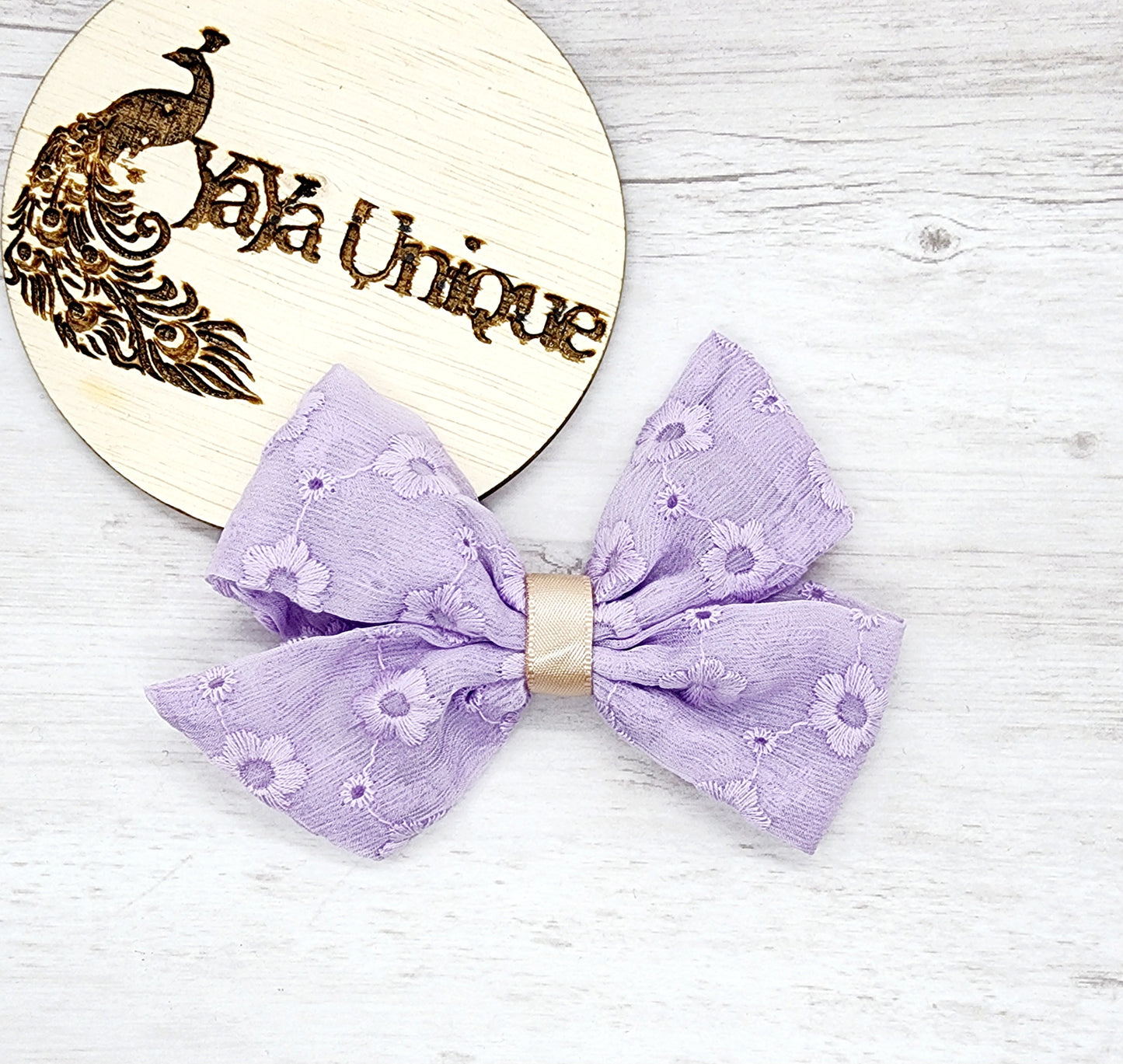 daisy embroidered tulle bow