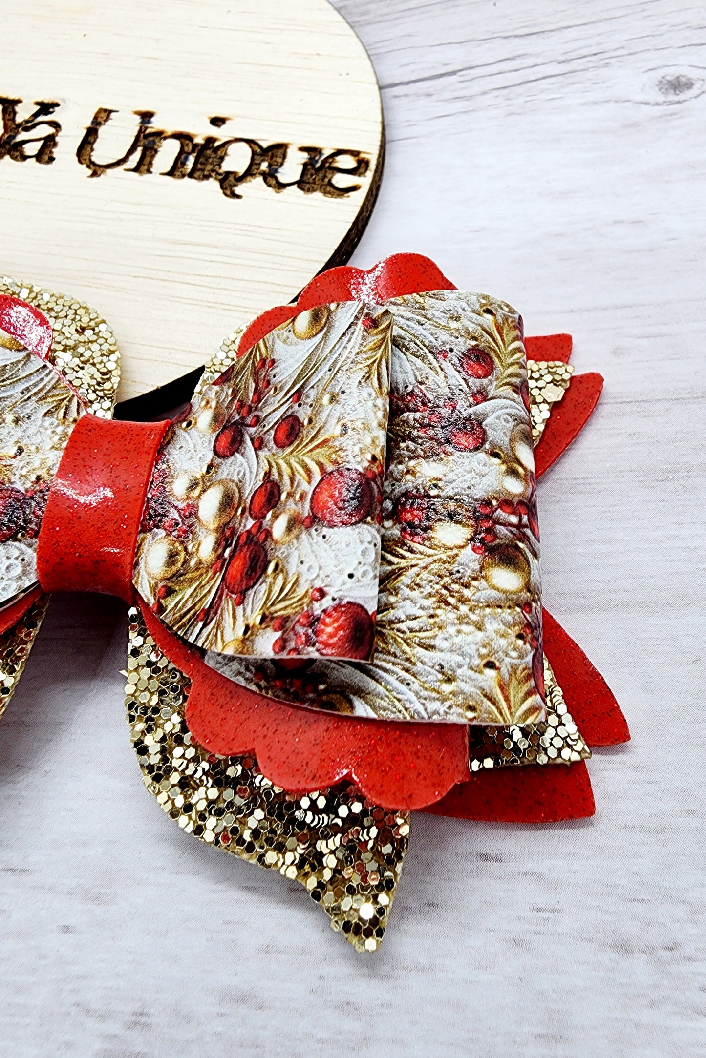 Red & Gold Christmas Quill Bow