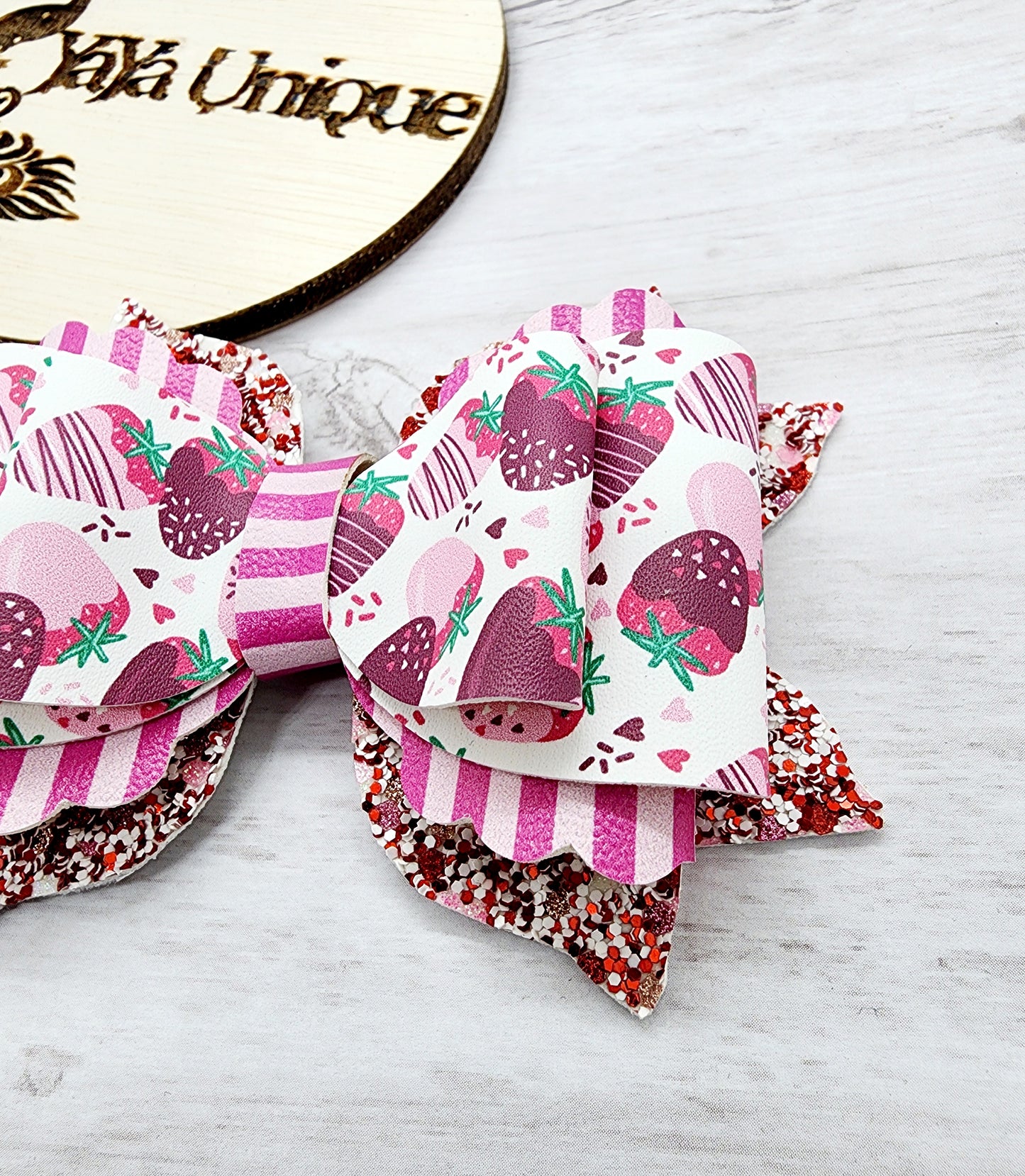 Valentine Chocolate Covered Strawberry Hair Bow