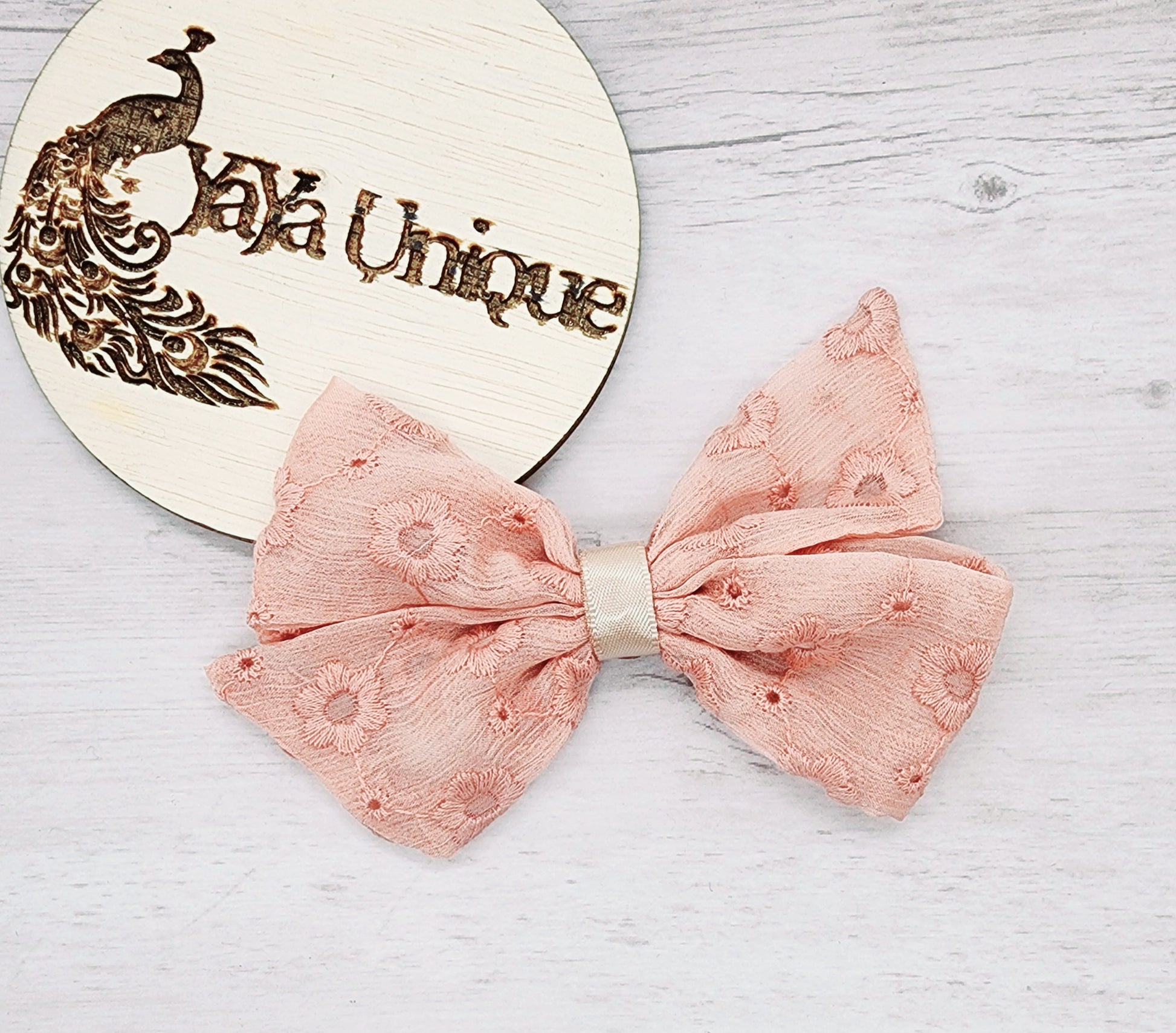 daisy embroidered tulle bow