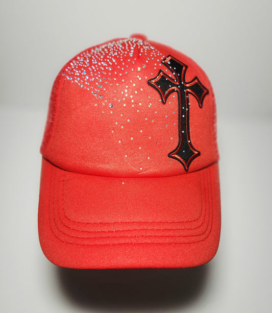 Cross Rhinestone Trucker Hat