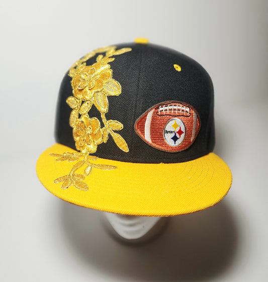 Pittsburgh Black & Gold Snapback Hat — Gold Detail Statement Cap